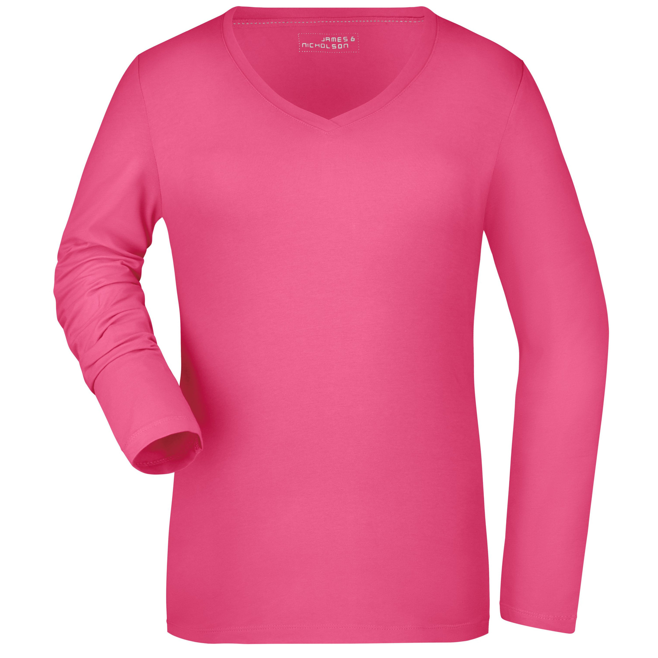 Basic dames shirt V-hals lange mouw roze kopen