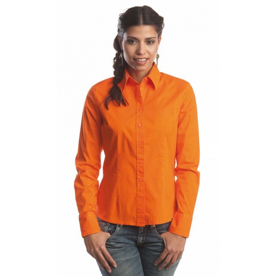 Casual oranje overhemd voor dames kopen