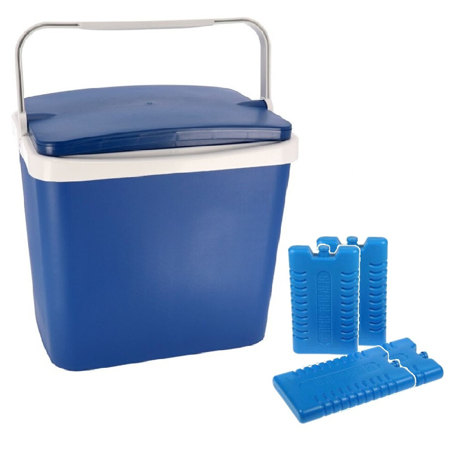 Koelbox donkerblauw 29 liter 40 x 29 x 44 cm incl. 4 koelelementen