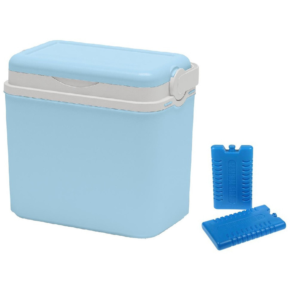 Koelbox lichtblauw 10 liter van 30 x 19 x 28 cm incl. 2 koelelementen