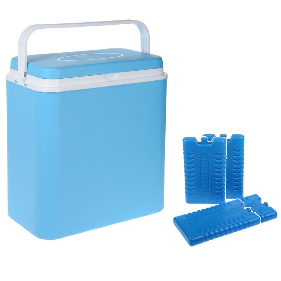 Koelbox lichtblauw 24 liter 39 x 25 x 38 cm incl. 4 koelelementen