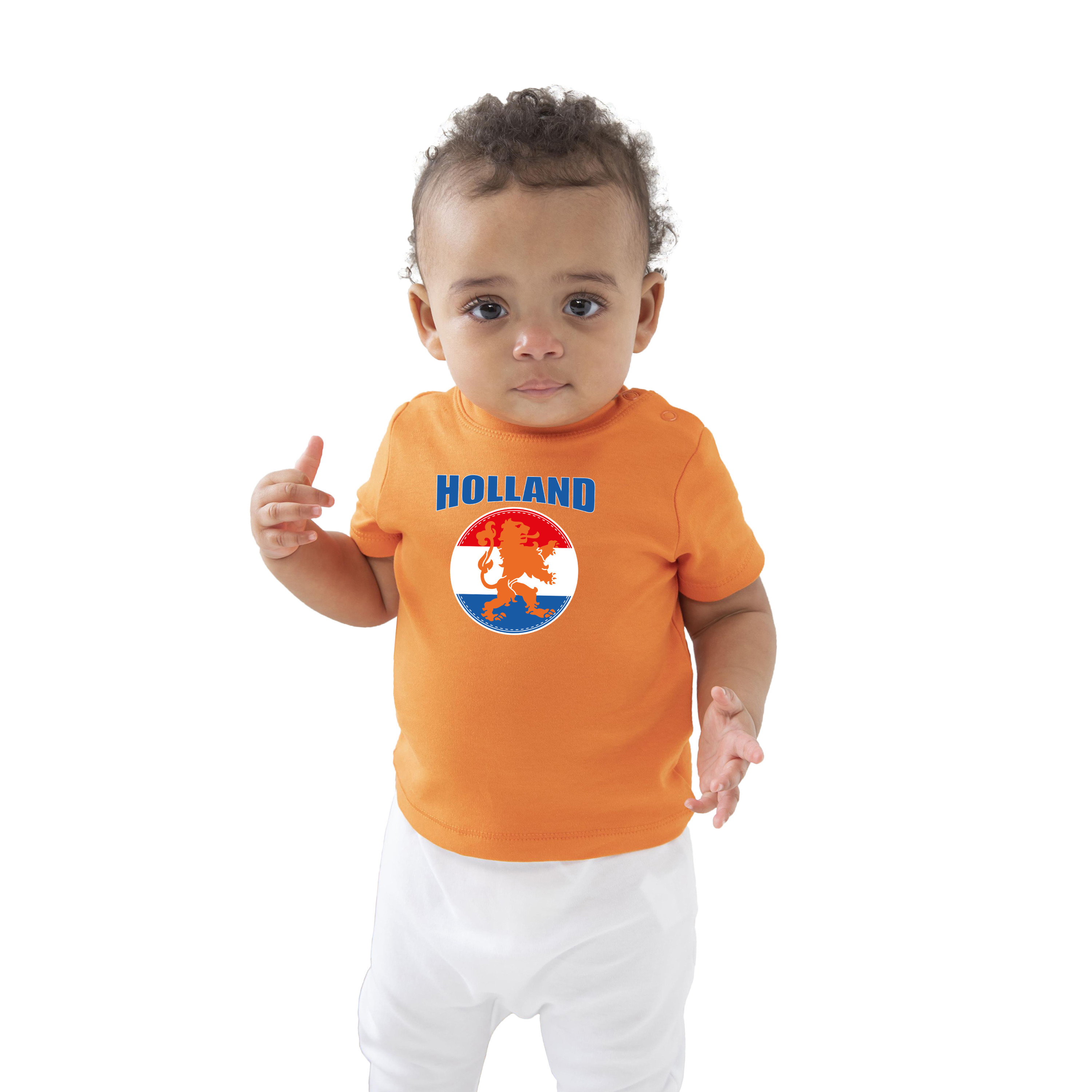 Oranje t-shirt Holland met oranje leeuw Nederland supporter voor baby-peuter
