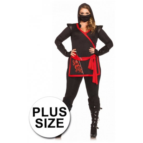 Rood met zwart Ninja kostuum voor dames kopen