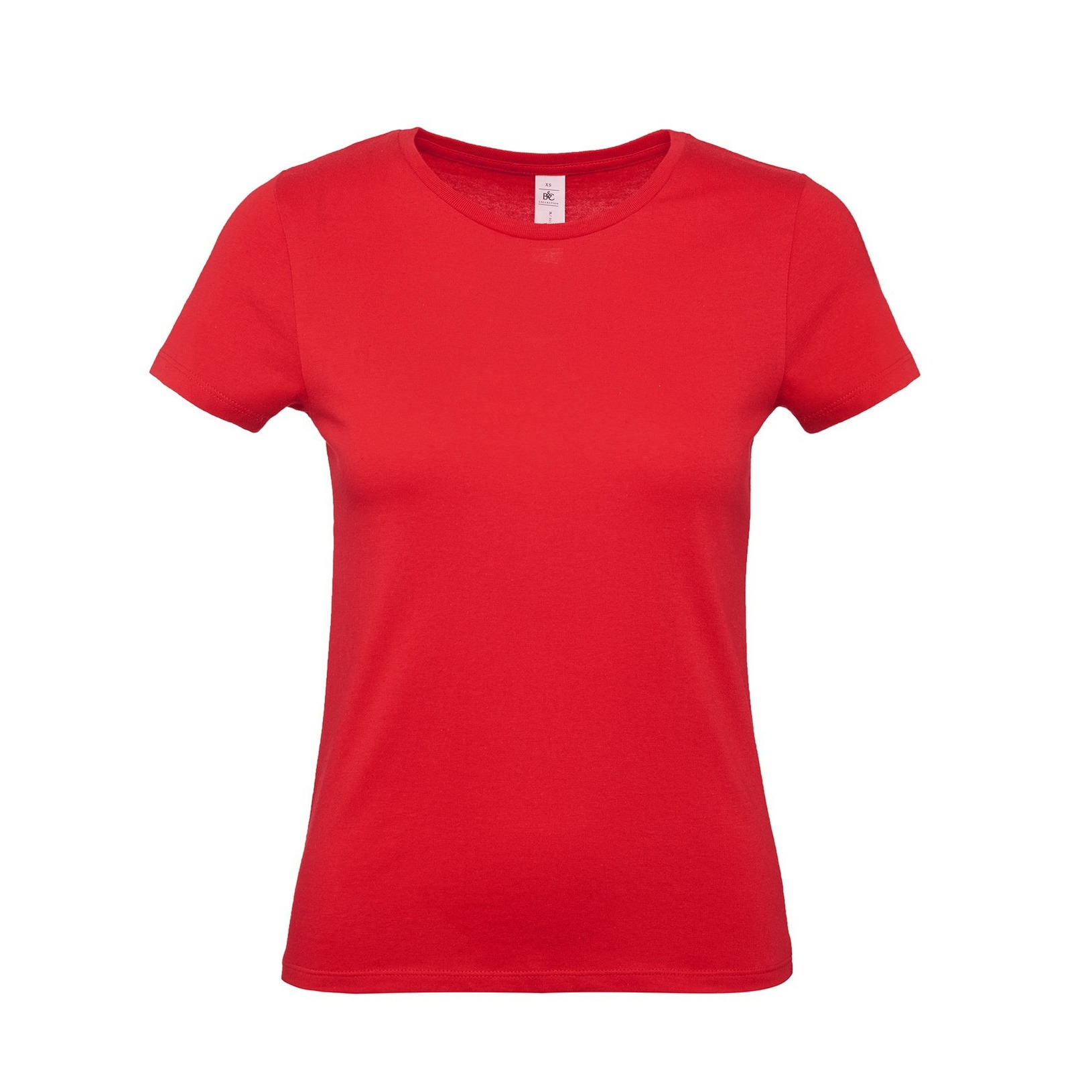 Set van 2x stuks rood basic t-shirts met ronde hals voor dames van katoen, maat: L (40)