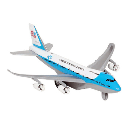Light blue model airplane with lights and sound