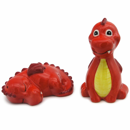 Pepper and salt set - red fantasy dragons - ceramics