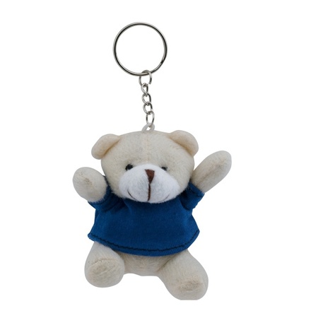 Pluche sleutelhanger teddybeer blauw 8 cm