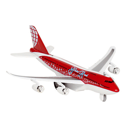 Red model airplane with lights and sound
