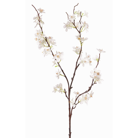 White apple blossom artificial flower/branch with 57 flowers 84 cm